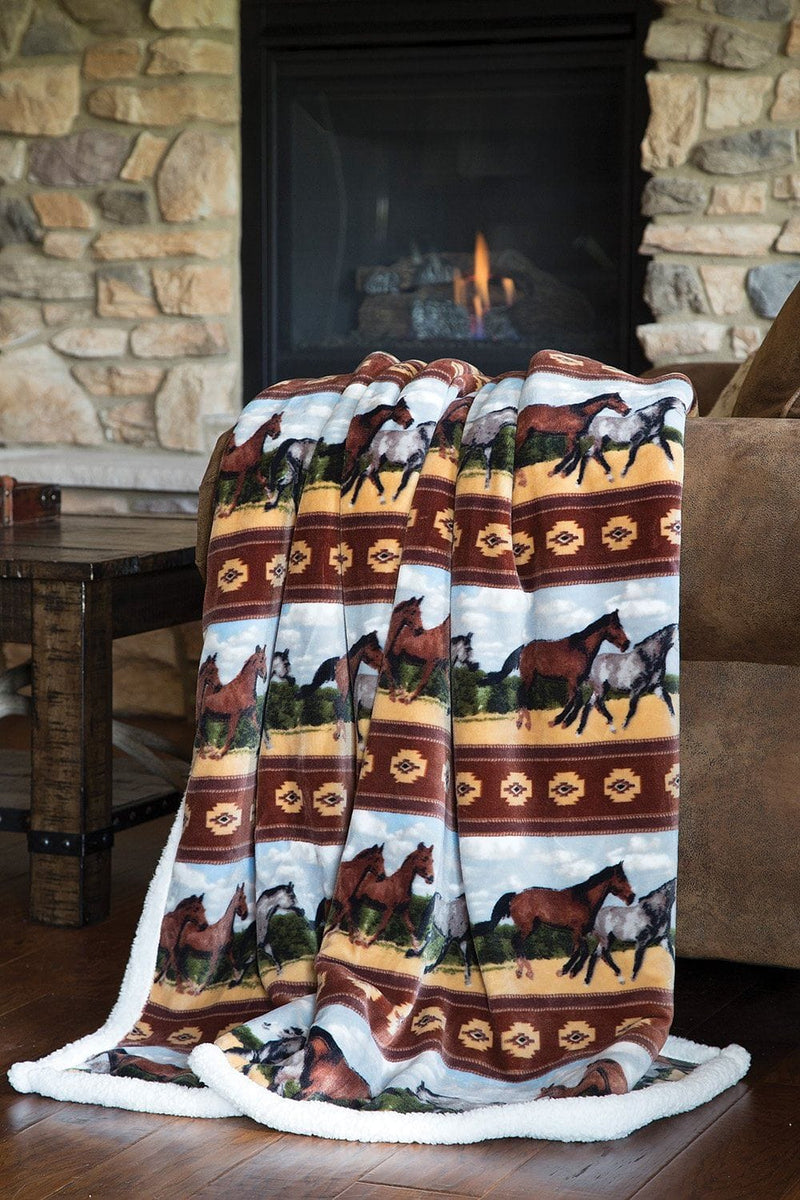 Horses  Extra Plush Sherpa Throw Blanket - Shelburne Country Store