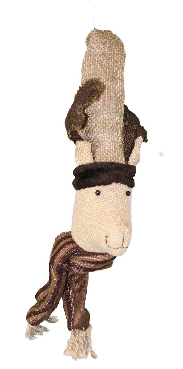 Regency Large Burlap Reindeer with Hat and Scarf Ornament - Shelburne Country Store