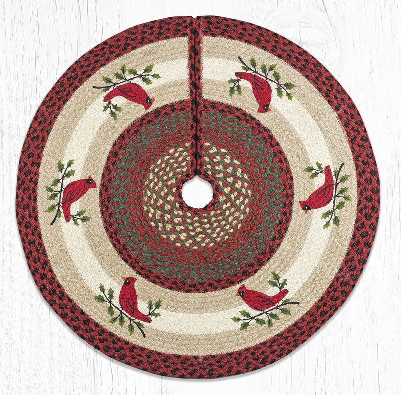 Holly and Cardinal Tree Skirt - Shelburne Country Store