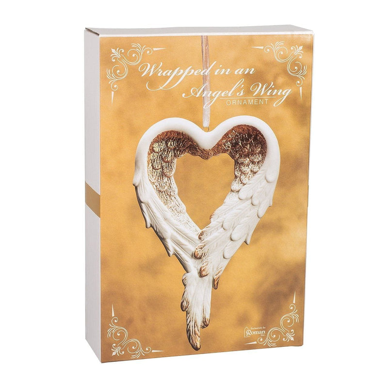 Wrapped In Angel's Wings Heart Gilded Porcelain Ornament - Shelburne Country Store