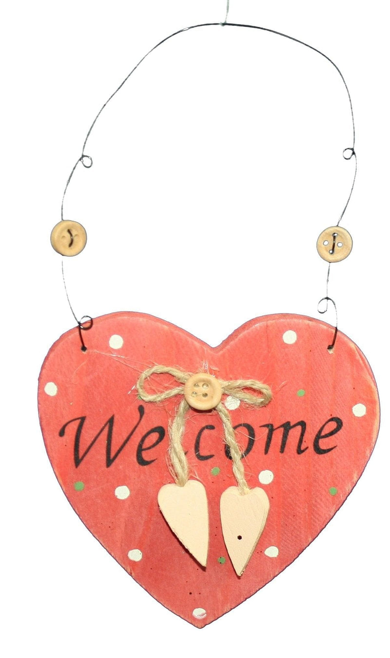 Wood Welcome Cone Heart Ornament - Red - Shelburne Country Store