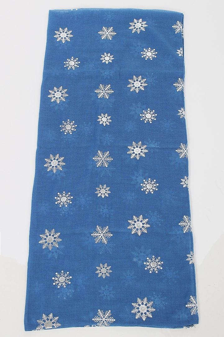 Holiday Infinity Scarf - Foil Snow Flake - Blue - Shelburne Country Store