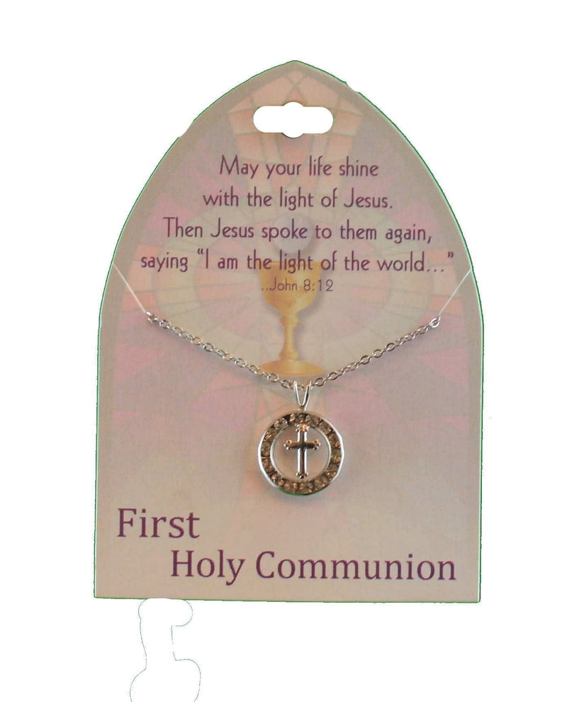 First Holy Communion Cross Circle Necklace - Shelburne Country Store