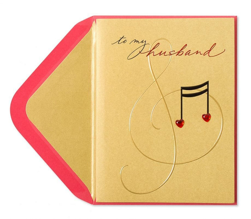 Gem Heart Gold Music Note Husband Birthday Card - Shelburne Country Store