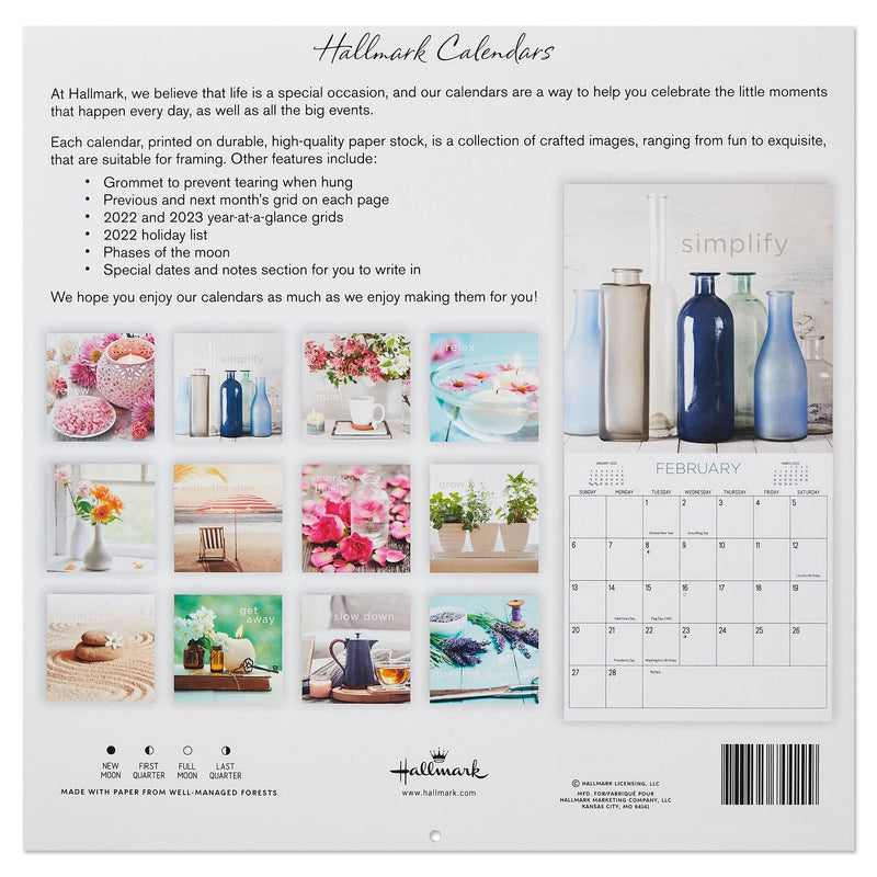 2022 Hallmark Wall Calendar - Live in the Moment (Zen Quotes) - Shelburne Country Store