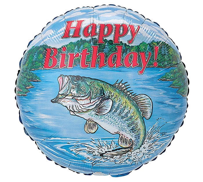 17" Happy Birthday Bass Balloon - Shelburne Country Store