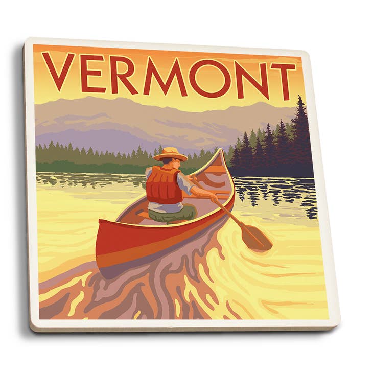 Ceramic Coaster - Vermont Canoe Scene - Shelburne Country Store