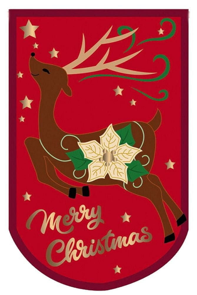 Christmas Reindeer Appliqué House Flag - Shelburne Country Store
