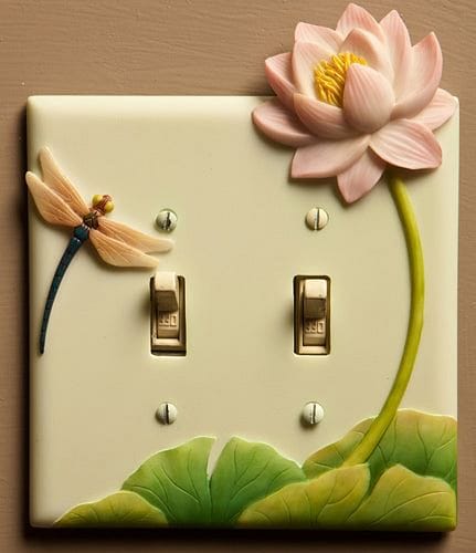Dragonfly & WaterLily Double Switch Plate - Shelburne Country Store