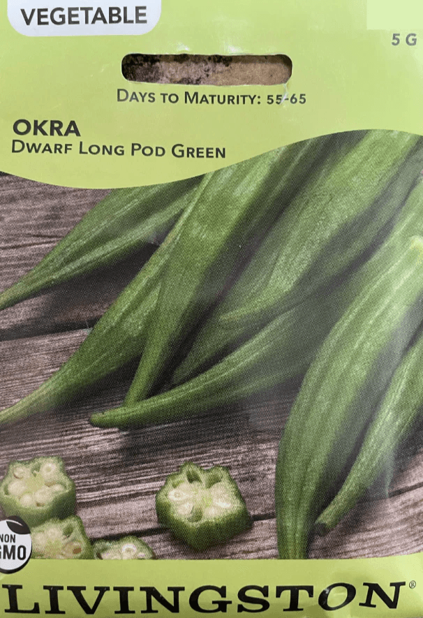 Seed Packet - Okra - Dwarf Long Pod Green - Shelburne Country Store