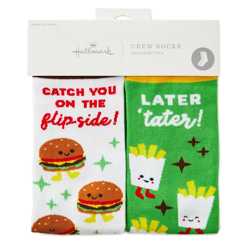 Burger and Fries Better Together Funny Crew Socks - Shelburne Country Store