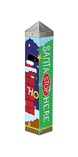 20 inch Art Pole - Santa Stop Here - 4x4 - Shelburne Country Store