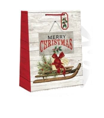 Country Christmas Gift Bag - Medium - Runner Sled - Shelburne Country Store