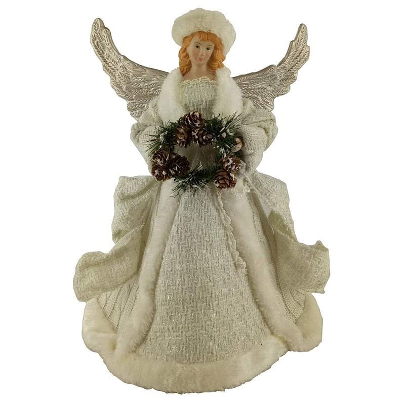 Snow  Angel With Wreath Tree Topper - Shelburne Country Store