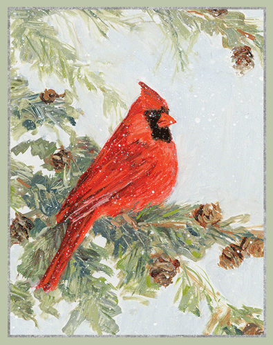 Cardinal In Pine Tree - Christmas Card Box - 16 Cards (3.75'' x 4.75'') - Shelburne Country Store