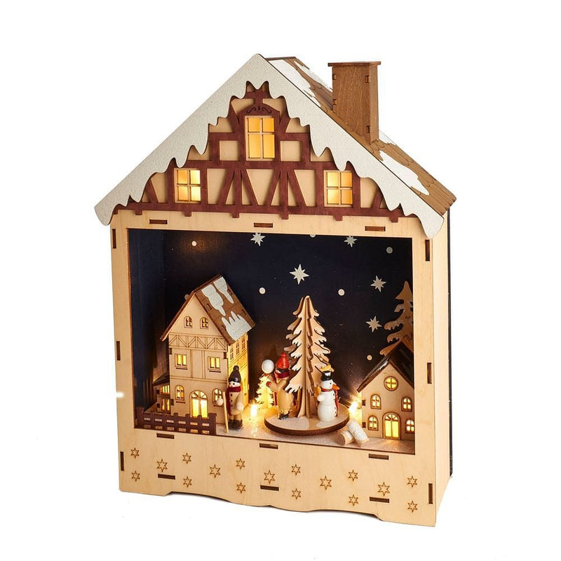 Battery-Operated Wooden Musical LED House - Shelburne Country Store