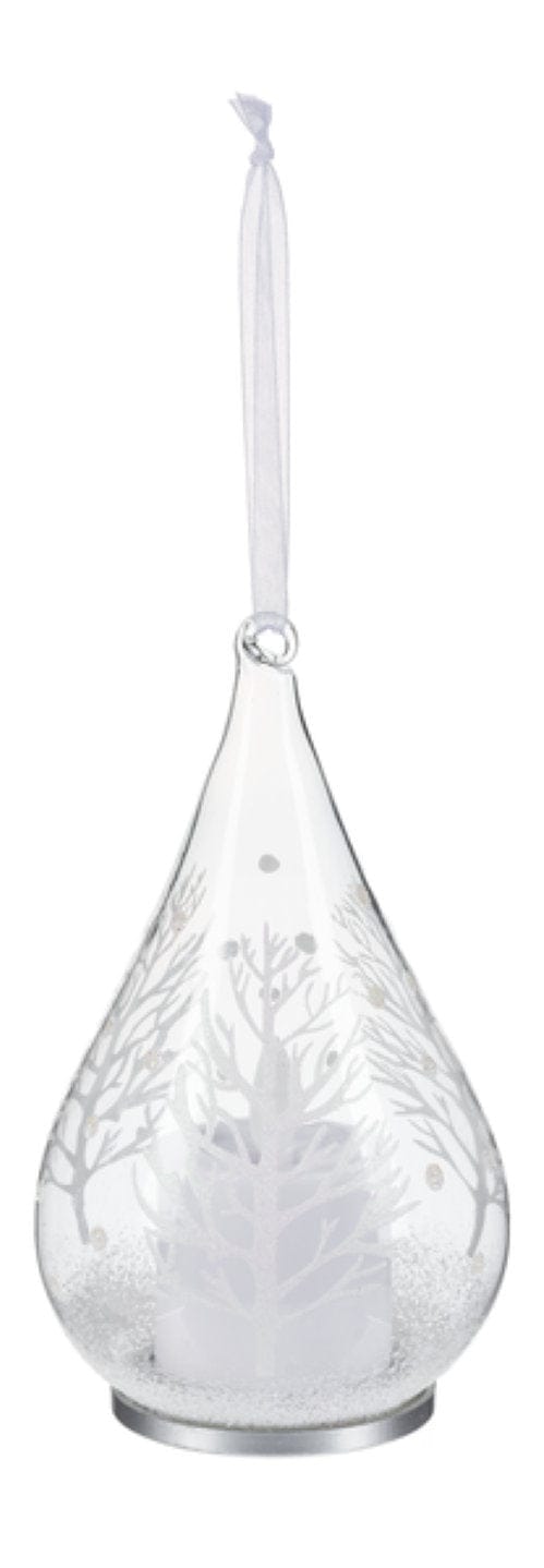 Glass Teardrop Ornament with Flickering Flame LED -  Trees - Shelburne Country Store