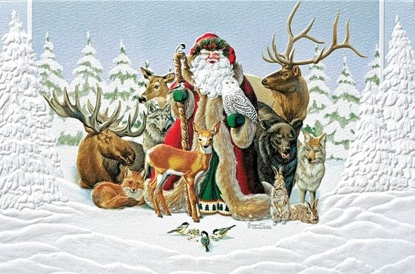 Santa and Animals  Boxed Cards - Shelburne Country Store