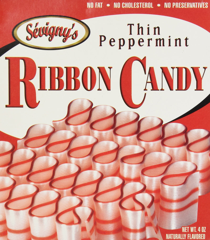 Thin Peppermint Ribbon Candy 4oz. Box By Sevigny's - Shelburne Country Store