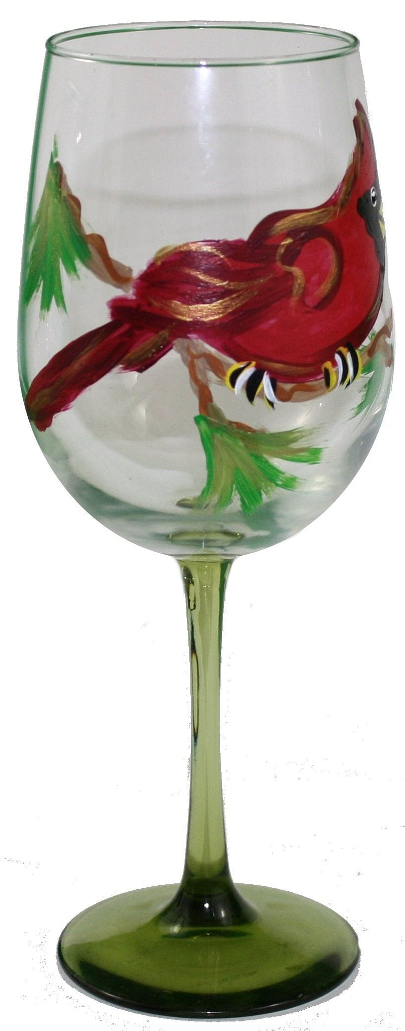 Cardinals Stem Wine Glass - Green - Shelburne Country Store