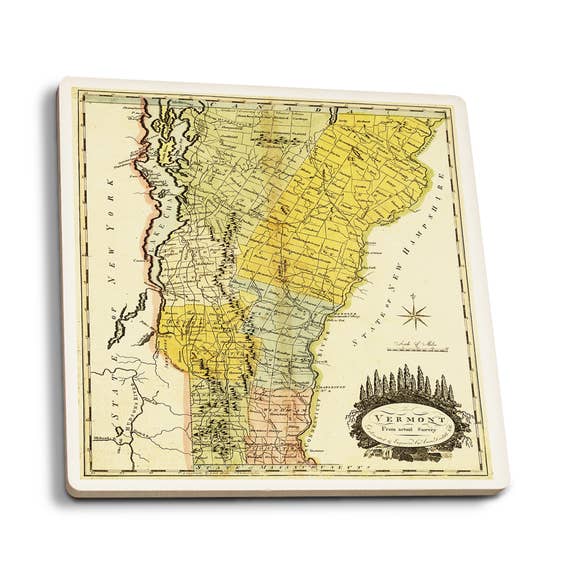 Vermont 1814 Panoramic Map Coaster - Shelburne Country Store