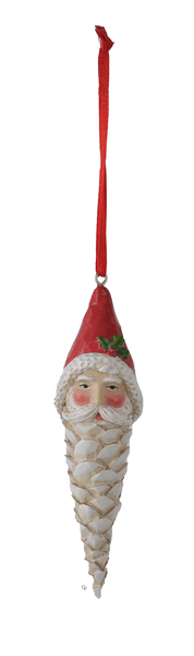 Resin Santa Icicle Ornament - Pinecone Beard - Shelburne Country Store