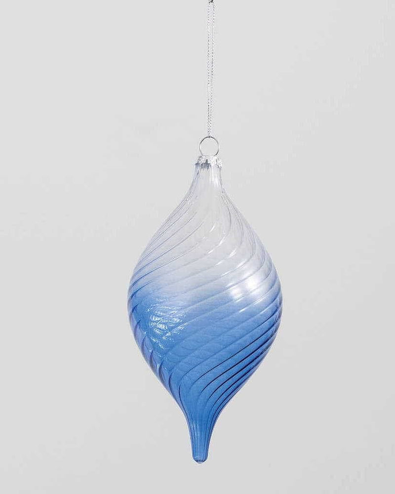 Blue Transition Scroll Glass Ornament - Onion Shape - Shelburne Country Store