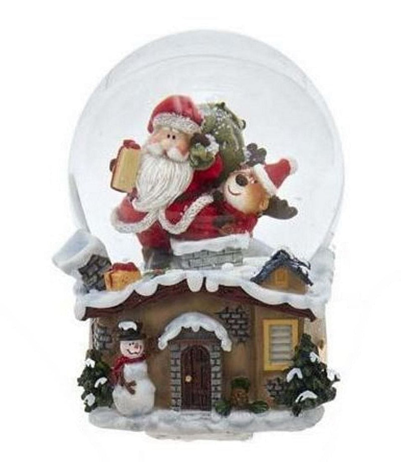 Santa On Rooftop Water Globe - - Shelburne Country Store