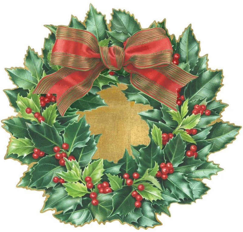 Holly Wreath Die Cut Table Mats - Set of 4 - Shelburne Country Store
