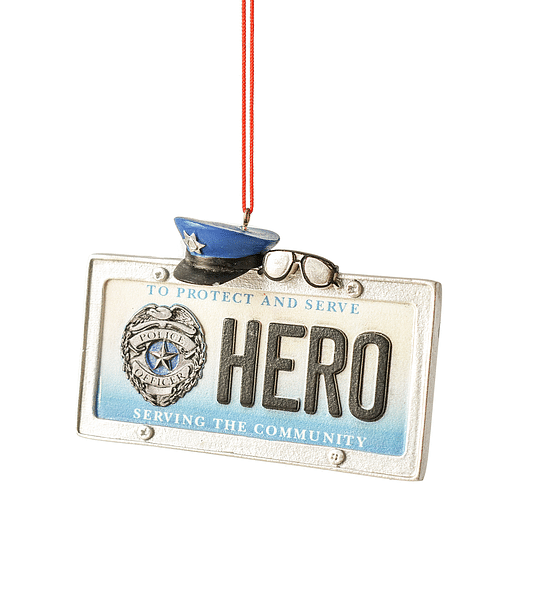 Hero License Plate Ornament - Police - Shelburne Country Store