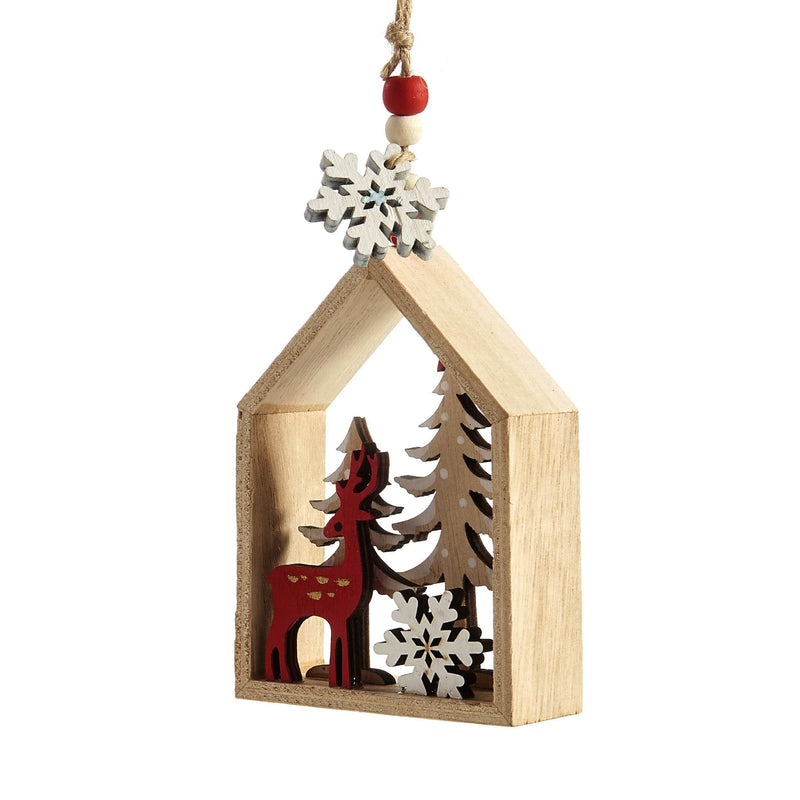 Wooden 3D Reindeer Ornament - Snowflake - Shelburne Country Store