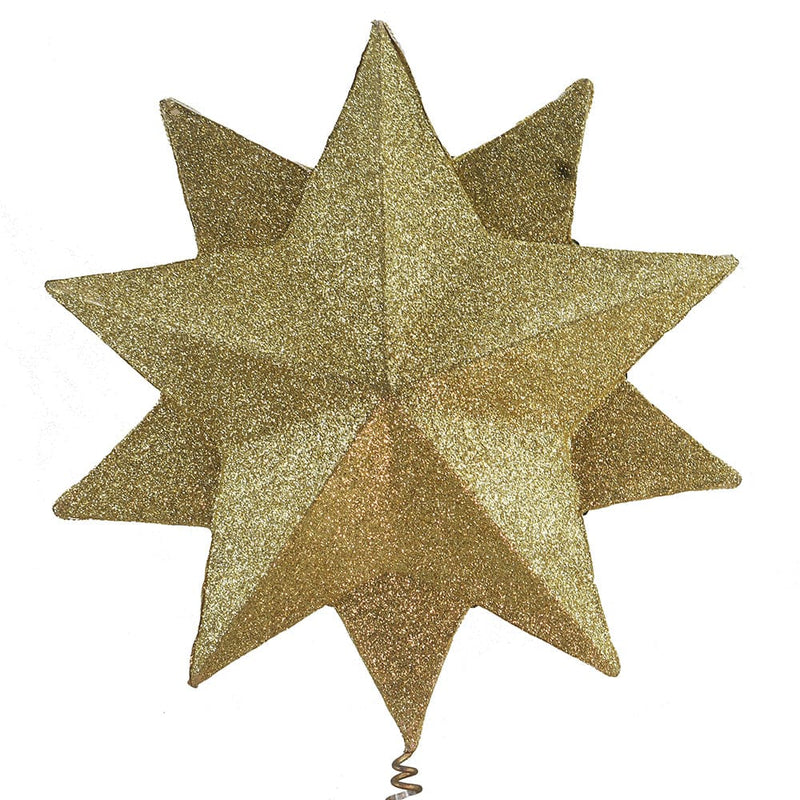 White and Gold Jeweled Star Treetop - 16 Inch - Shelburne Country Store