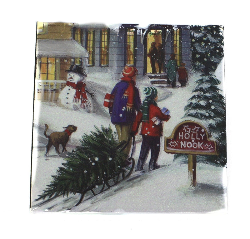 Christmas Square Gift Card Holder - Bringing Home the tree - Shelburne Country Store