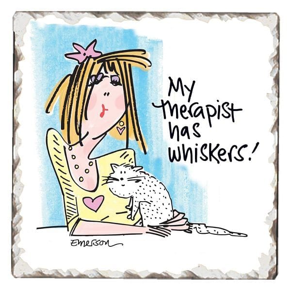 Love Cats Stone Coaster - My therapist has Whiskers! - Shelburne Country Store