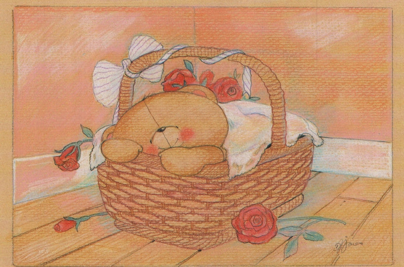 Teddybear in a basket Blank card - Shelburne Country Store