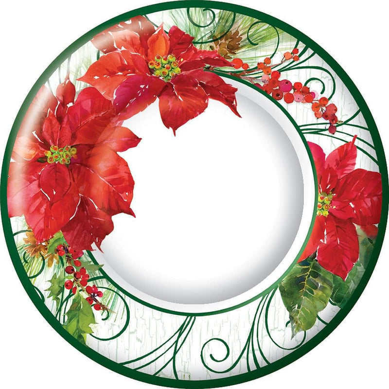 Poinsettia Crackle Round Paper Dessert Plate - Shelburne Country Store