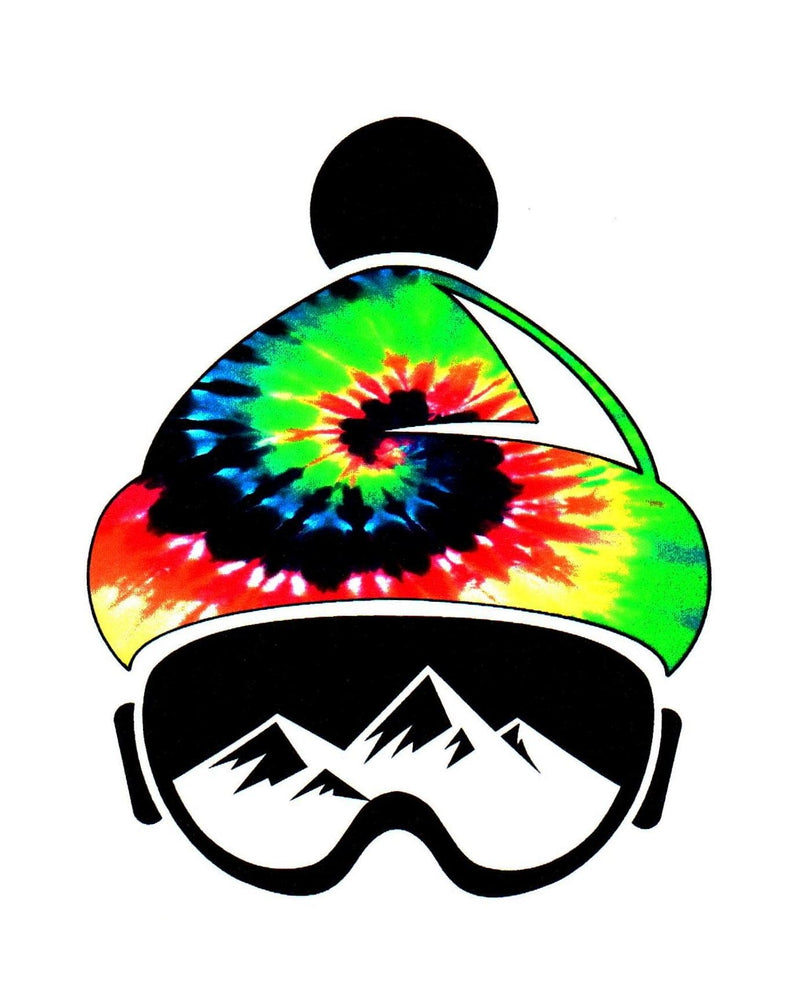 Tye Dye Hat with Mountains In Goggles Sticker - Shelburne Country Store