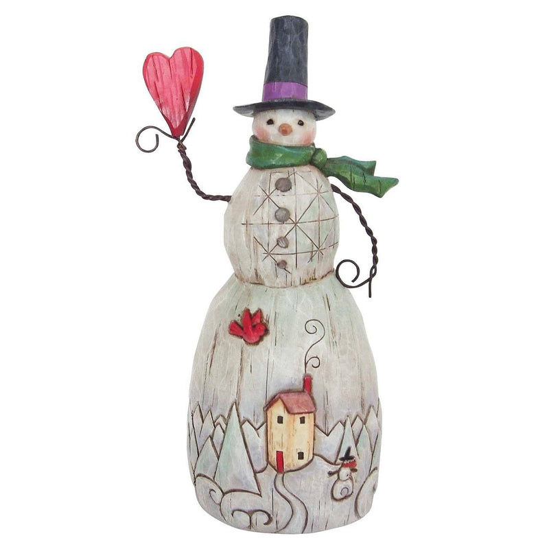 Jim Shore Folklore Snowman With Red Bird And Birdhouse Figurine - Shelburne Country Store