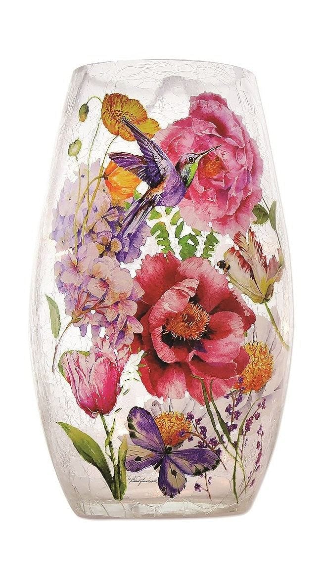 7 Inch Lighted Glass Vase - English Garden - - Shelburne Country Store