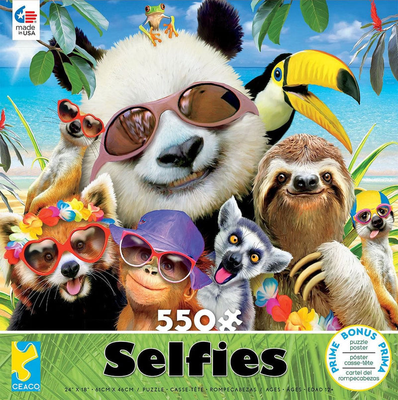 Selfies: Panda Beach Party 550 Piece Puzzle - Shelburne Country Store