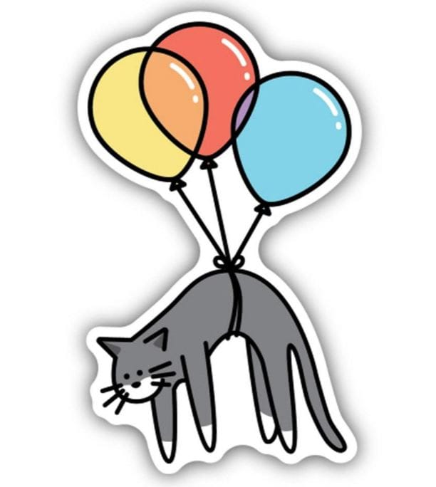 Cat with Balloons Sticker - Shelburne Country Store