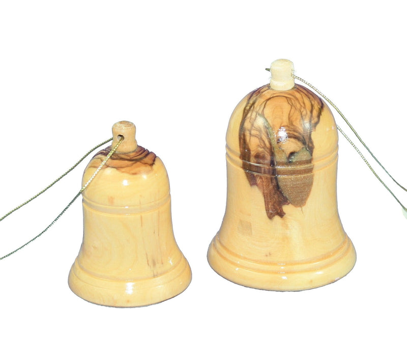 Solid Olive Wood Bell Ornament -  Medium (2.75") - Shelburne Country Store