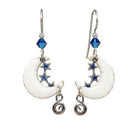 White Crescent With Star  Earrings - Shelburne Country Store