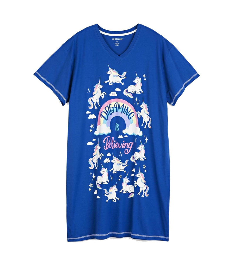 Rainbow Unicorns Dreaming is Believing Sleepshirt - Shelburne Country Store