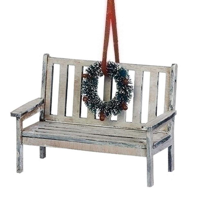 Christmas Bench Ornament with Wreath - Shelburne Country Store