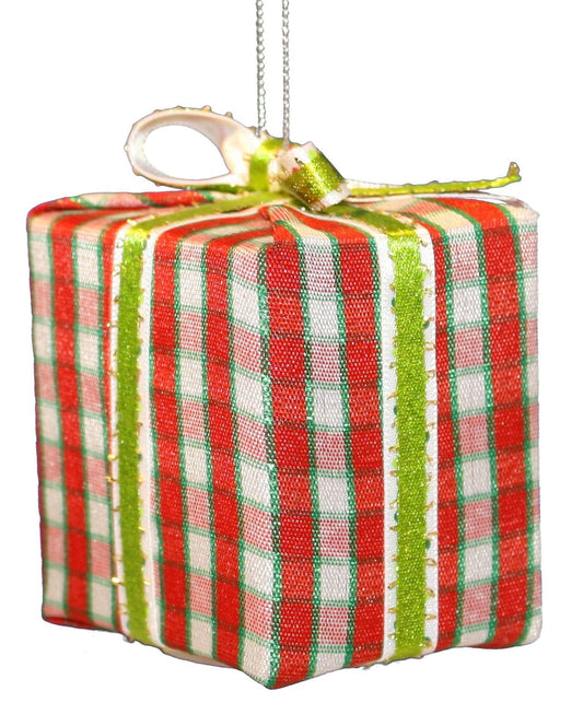 Department 56 Claus For Celebration Lit Box Ornament - Plaid - Shelburne Country Store