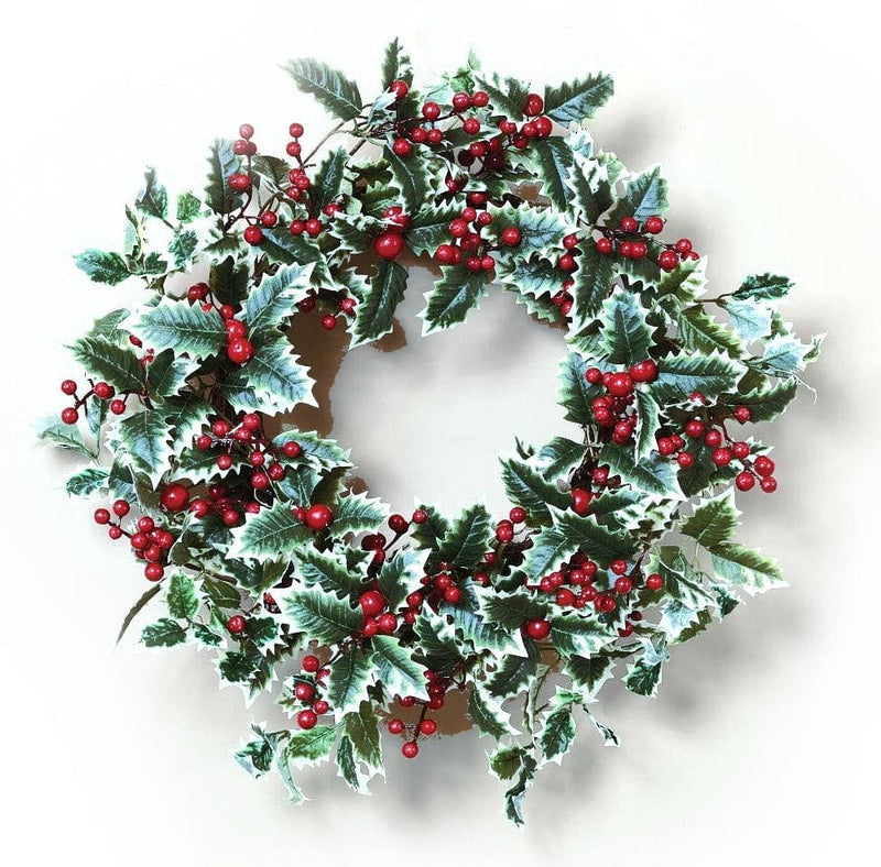 24" Holiday Wreath - Holly Leaf with Berries - Shelburne Country Store