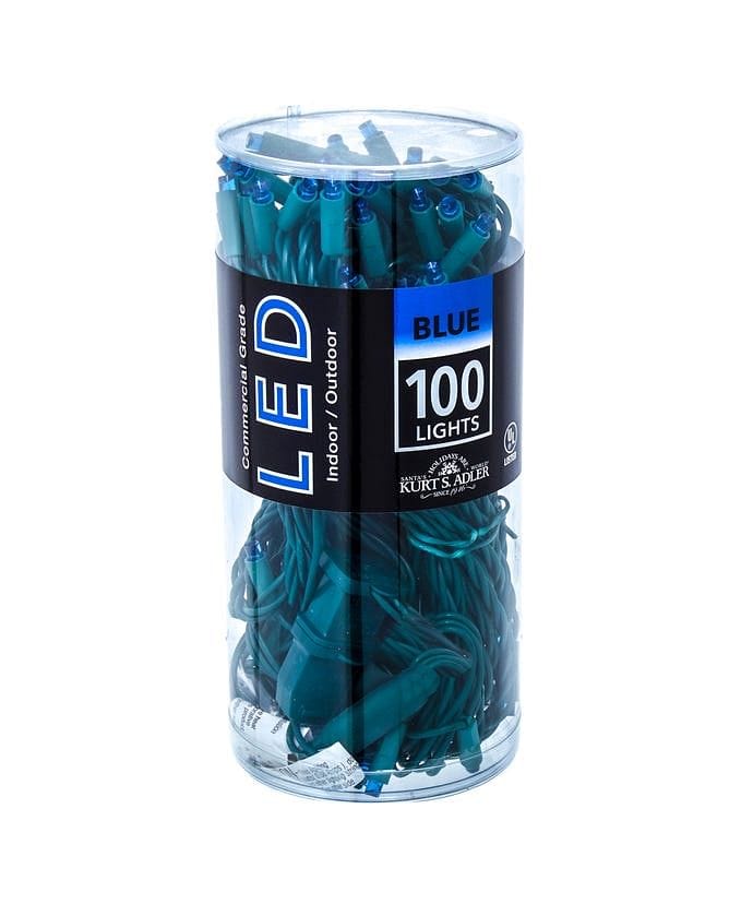 100-Light 5mm Blue LED Green Wire Light Set - Shelburne Country Store