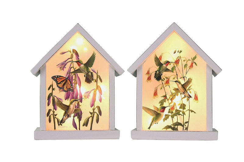 Lighted 8 Inch Wooden Birdhouse Lamp - Hautman Hummingbirds- - Shelburne Country Store