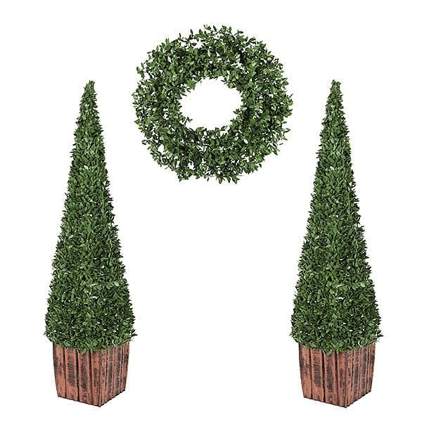 3 Piece Faux Boxwood Set - Shelburne Country Store